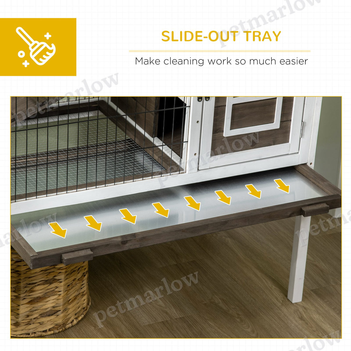 Wood Rabbit Hutch with Elevated Run for Small Animals – view 3