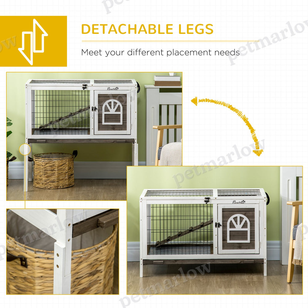 Wood Rabbit Hutch with Elevated Run for Small Animals – view 5