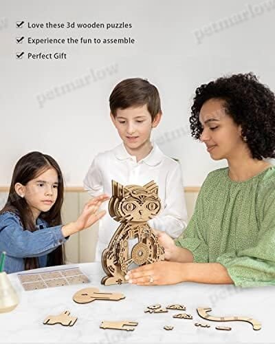 Wooden 3D Puzzles for Adults Model kit Cat Clock – view 2