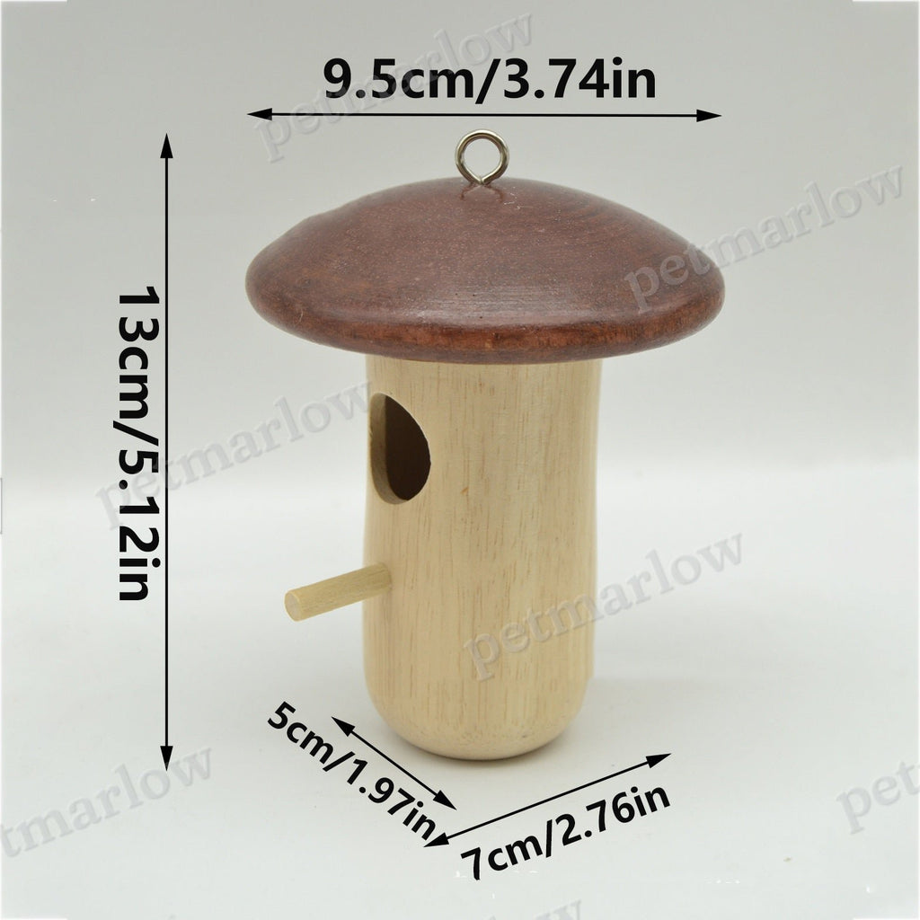 Wooden Bee Mushroom Shape Hummingbird Feeder Pendant – view 4