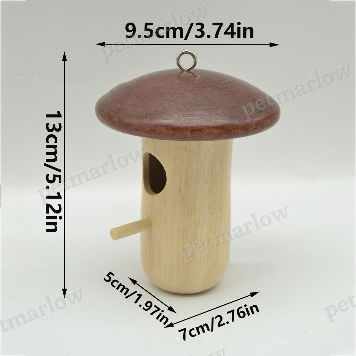 Wooden Bee Mushroom Shape Hummingbird Feeder Pendant – view 4
