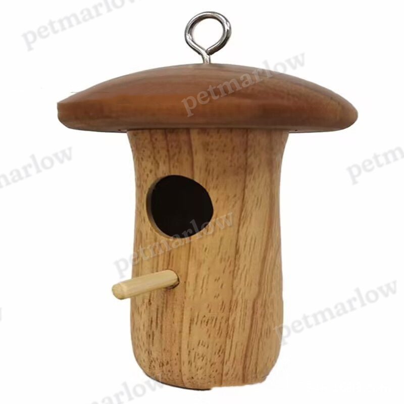 Wooden Bee Mushroom Shape Hummingbird Feeder Pendant – view 5