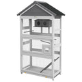 Wooden Bird Aviary with Slide-Out Tray for Finches and Parakeets – Gray / 865x300x540 mm