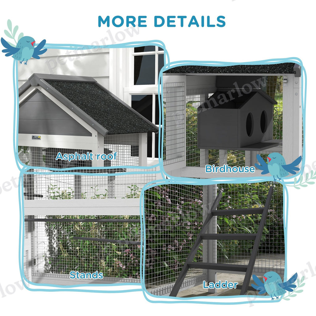 Wooden Bird Aviary with Slide-Out Tray for Finches and Parakeets – view 3