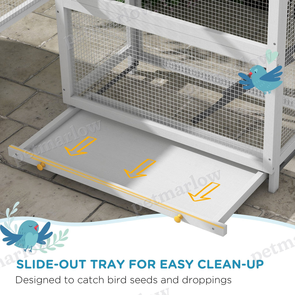 Wooden Bird Aviary with Slide-Out Tray for Finches and Parakeets – view 4