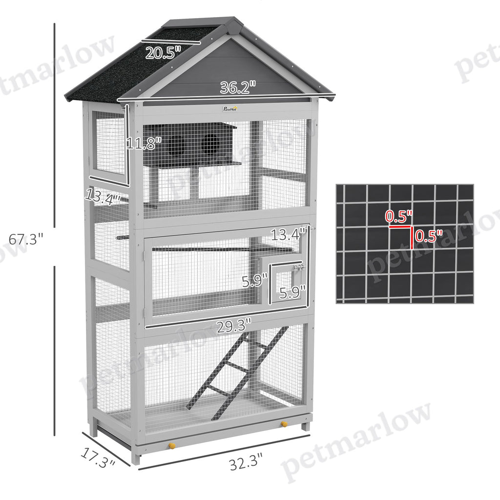 Wooden Bird Aviary with Slide-Out Tray for Finches and Parakeets – view 6