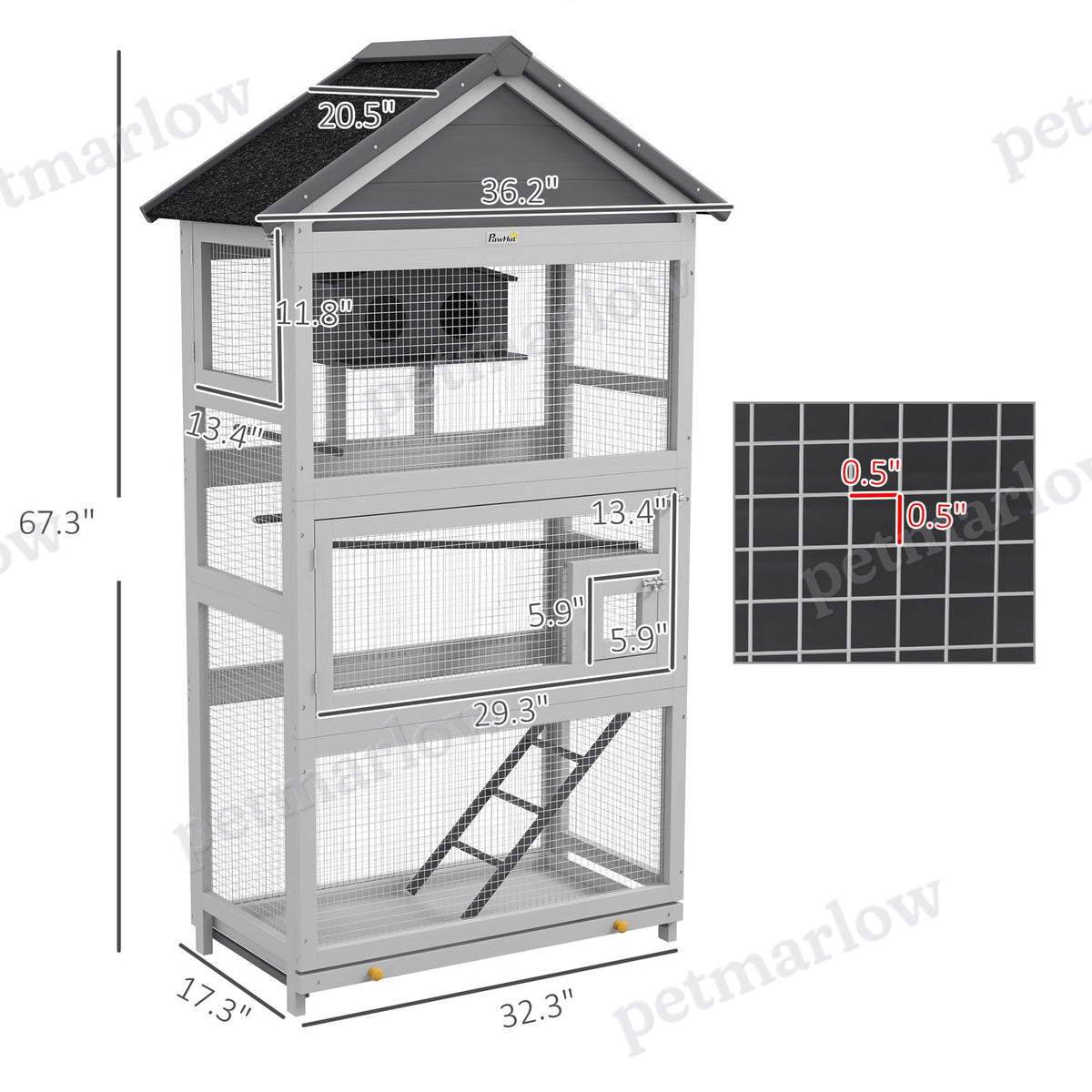 Wooden Bird Aviary with Slide-Out Tray for Finches and Parakeets – view 6