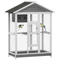 Wooden Bird Cage Aviary with Perches and Slide-Out Tray – Gray / 1290x790x145 mm