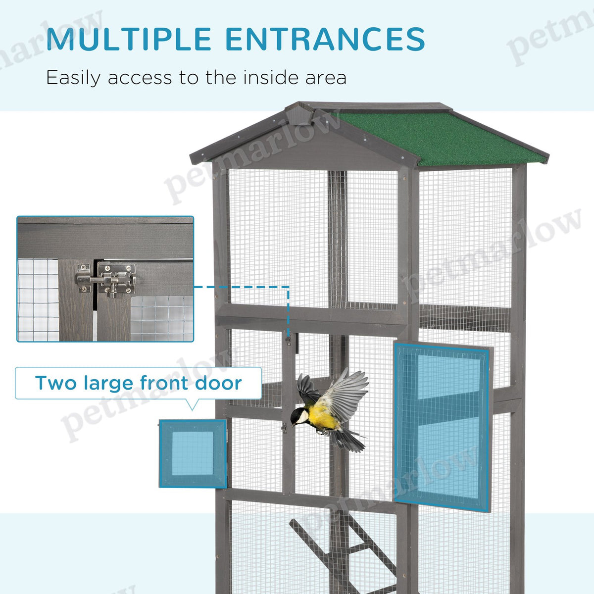 Wooden Bird Cage Outdoor Aviary House for Birds – view 4