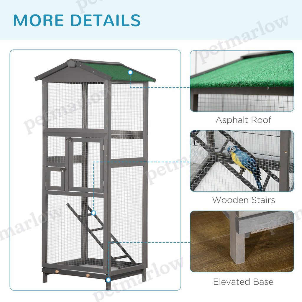 Wooden Bird Cage Outdoor Aviary House for Birds – view 6