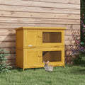 Wooden Bunny Hutch with Ramp for Indoor/Outdoor Use – Yellow / 1050x520x265 mm