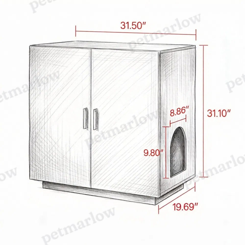 Wooden Cat Box Cabinet for Litter Box Enclosure – view 3