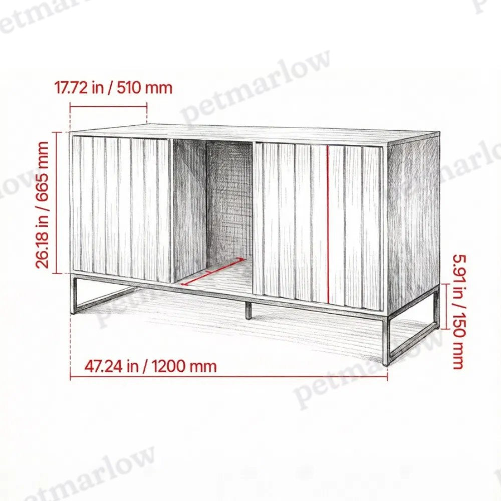 Wooden Cat Box Cabinet for Litter Box Storage – view 3