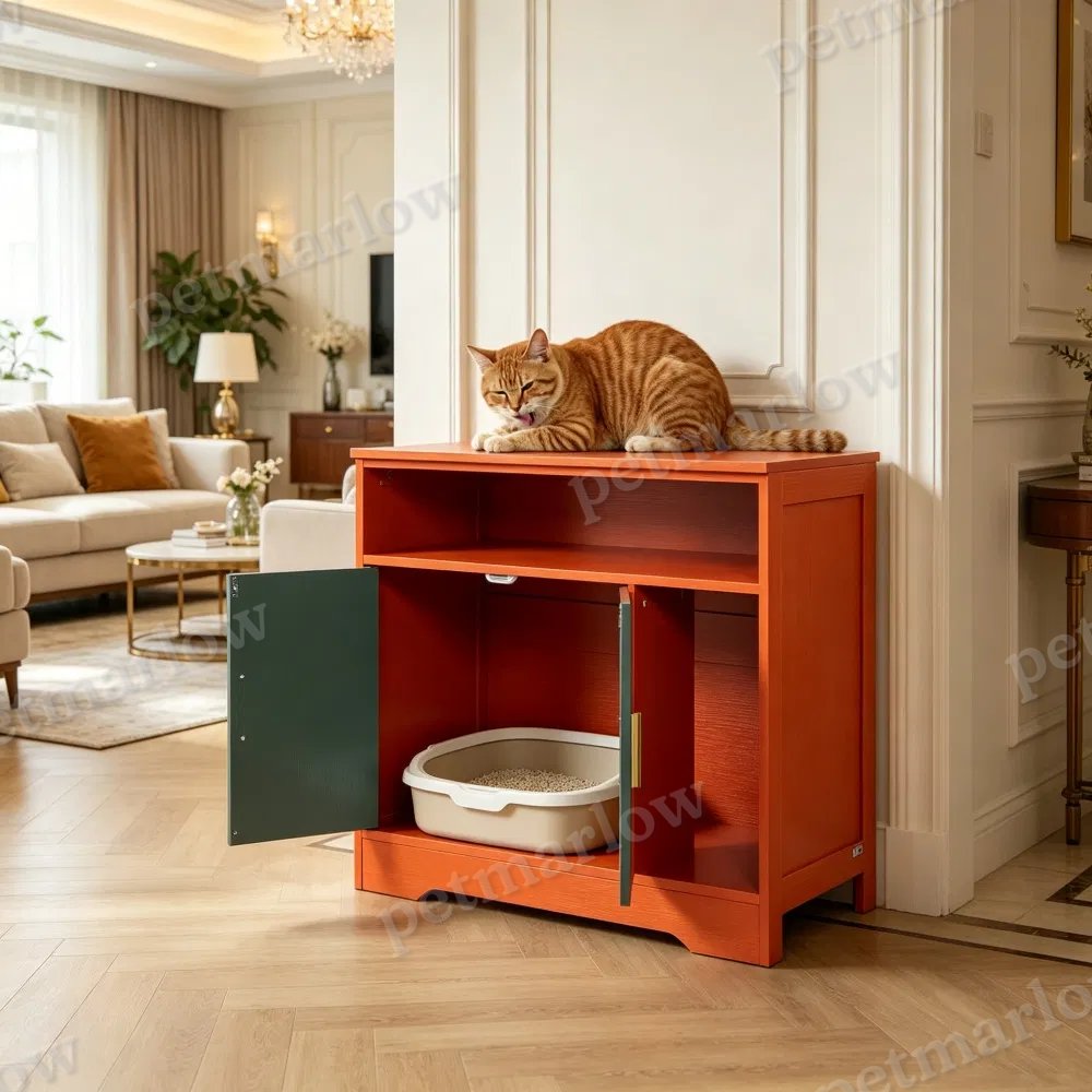 Wooden Cat Box Cabinet for Odor Control – view 3