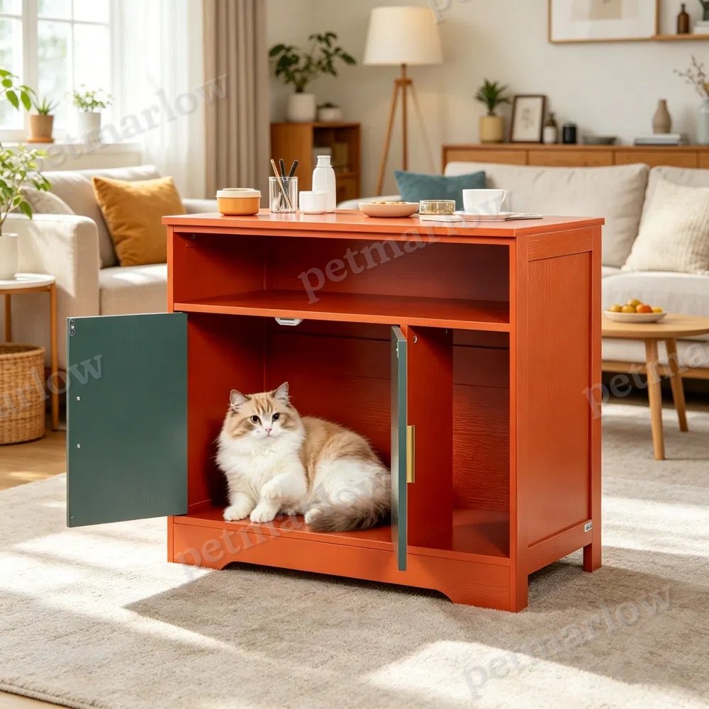 Wooden Cat Box Cabinet for Odor Control – view 4