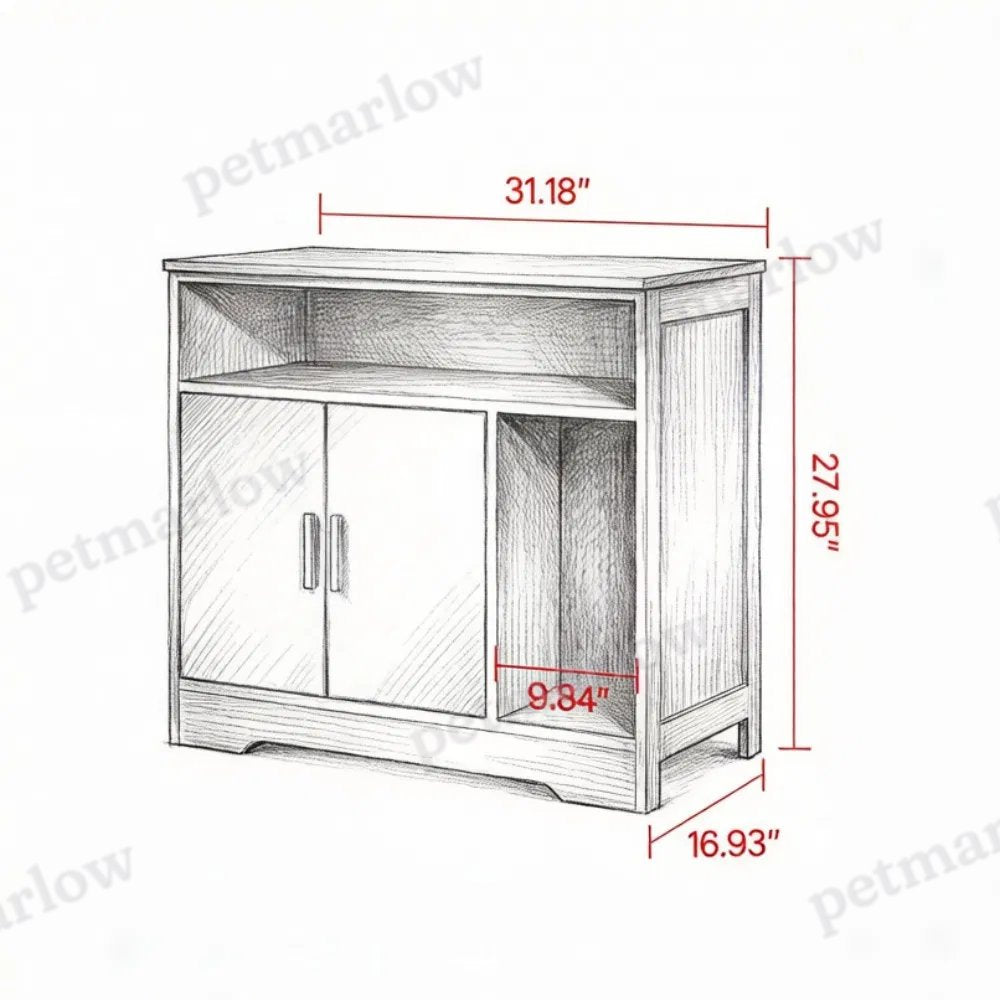 Wooden Cat Box Cabinet for Odor Control – view 5