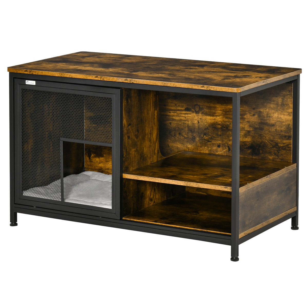 Wooden Cat Crate and Dog Cage – Rustic Brown / 1080x640x180 mm