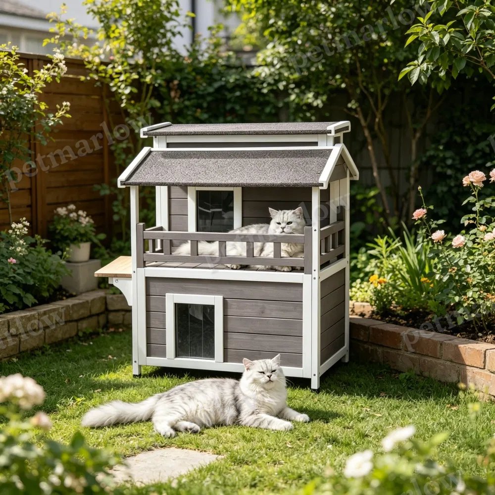 Wooden Cat House with Waterproof Protection for Outdoor Use – view 3