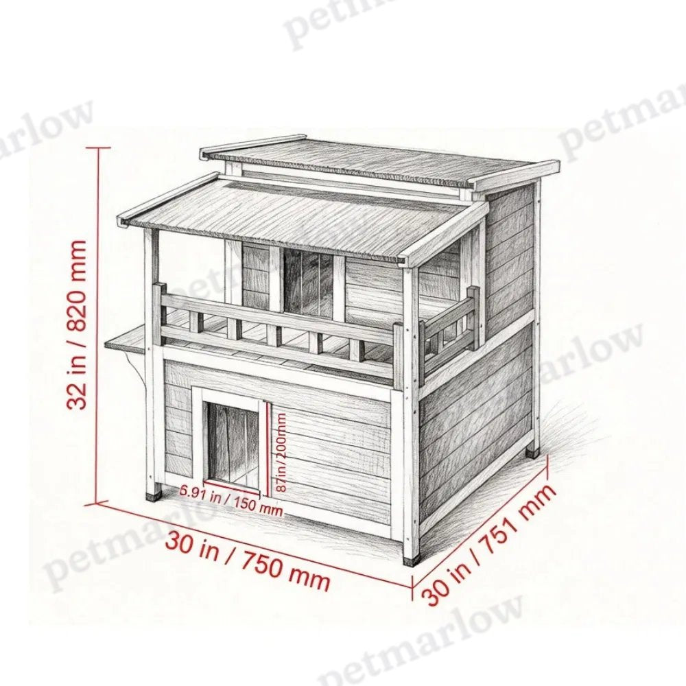 Wooden Cat House with Waterproof Protection for Outdoor Use – view 4
