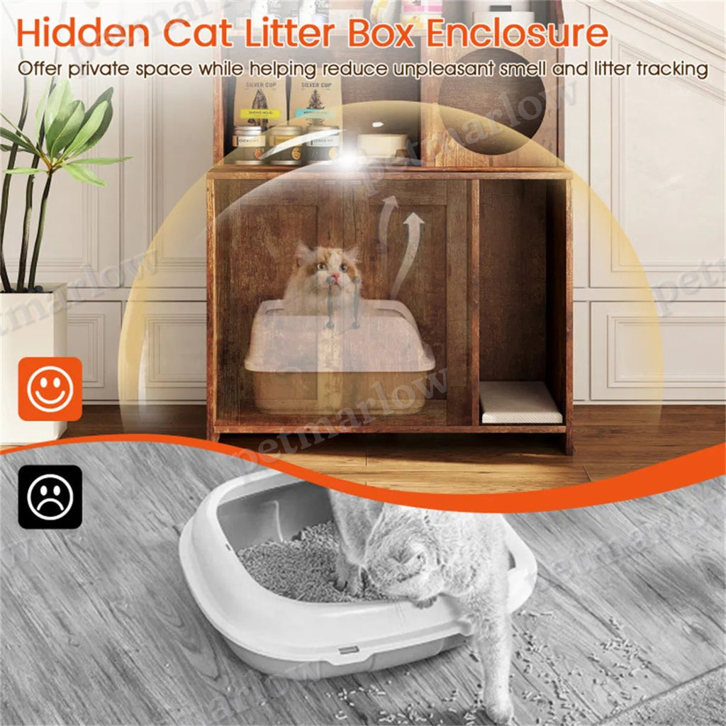 Wooden Cat Litter Box Enclosure with Storage – view 3