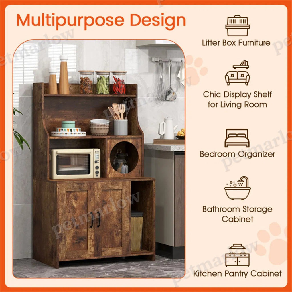 Wooden Cat Litter Box Enclosure with Storage – view 4