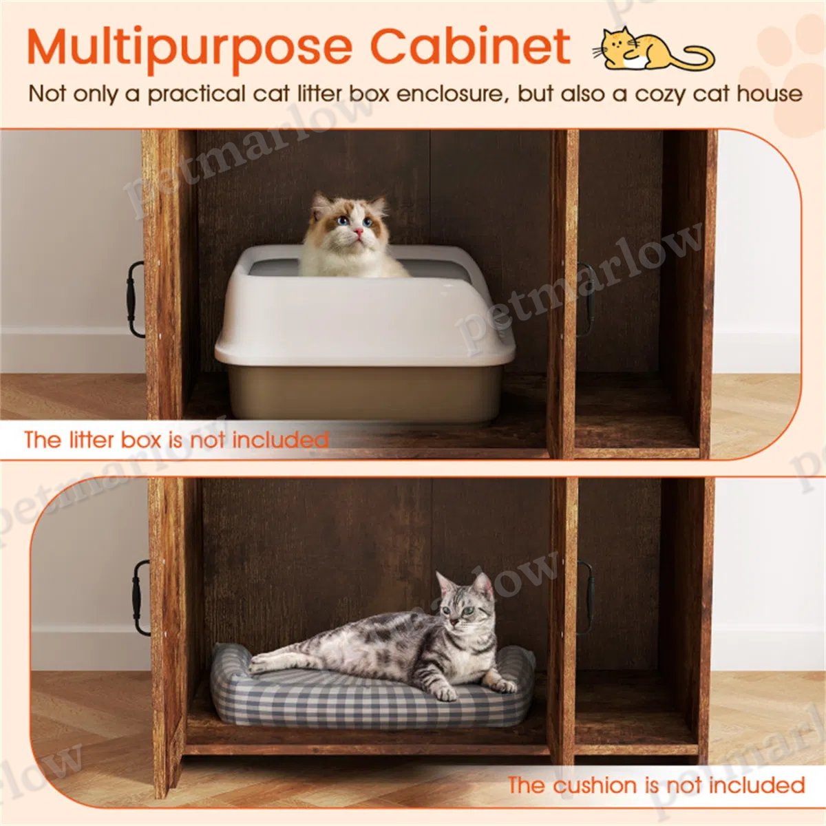 Wooden Cat Litter Box Enclosure with Storage – view 5
