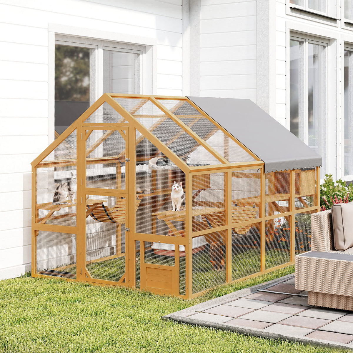 Wooden Catio Outdoor Cat Enclosure for Cats