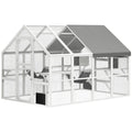 Wooden Catio Outdoor Cat Enclosure for Cats with Waterproof Cover – White / 1240x740x230 mm