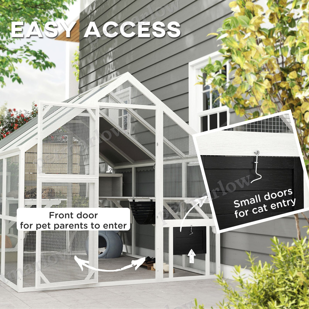 Wooden Catio Outdoor Cat Enclosure for Cats with Waterproof Cover – view 3