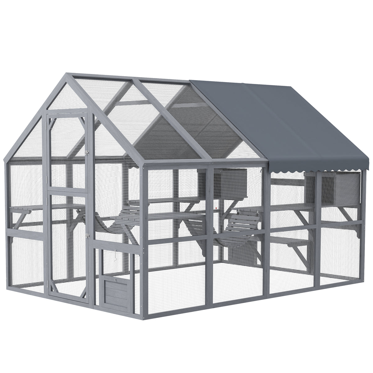 Wooden Catio Outdoor Cat Enclosure – Gray / 1240x740x230 mm
