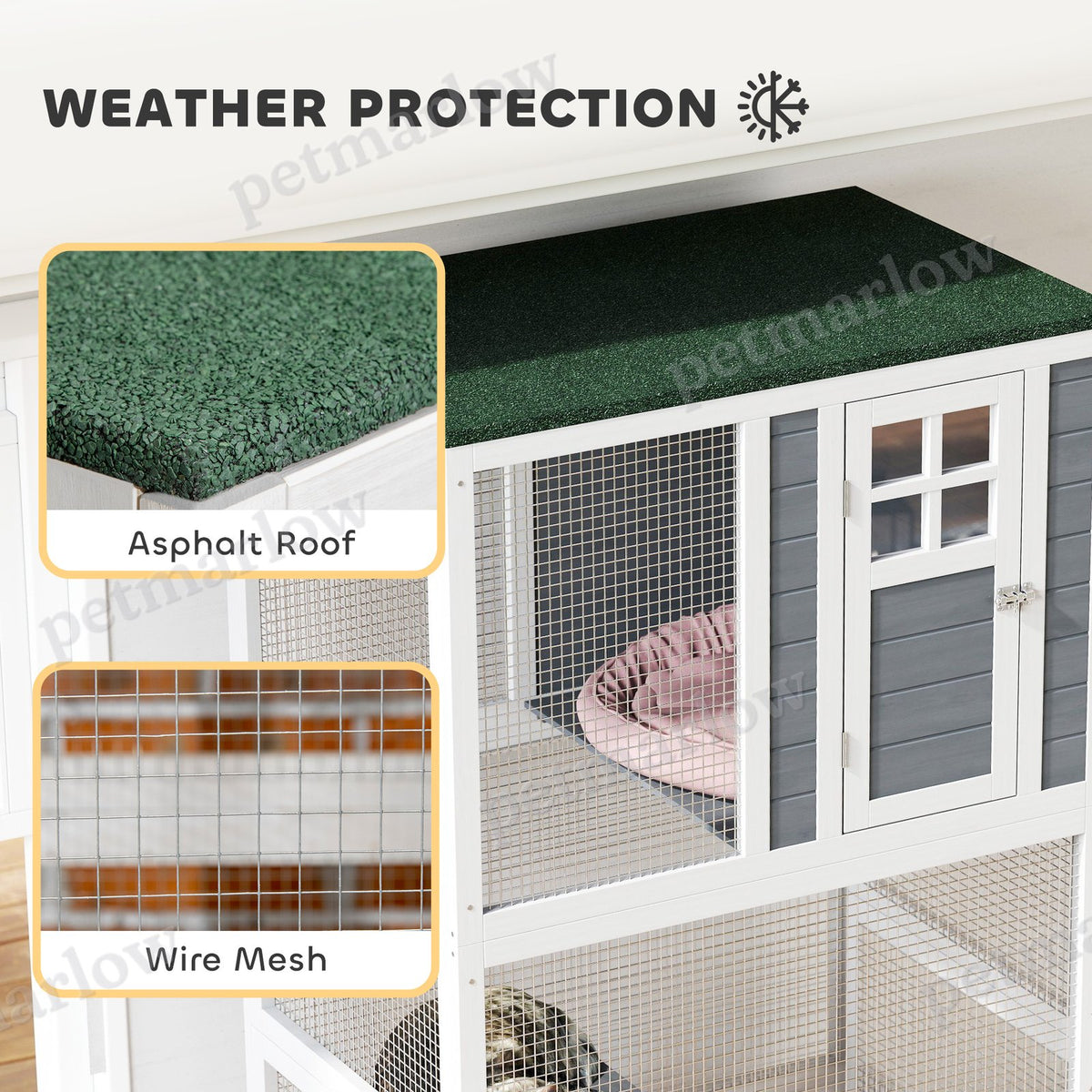 Wooden Catio Outdoor Cat Enclosure with Weather Protection – view 3