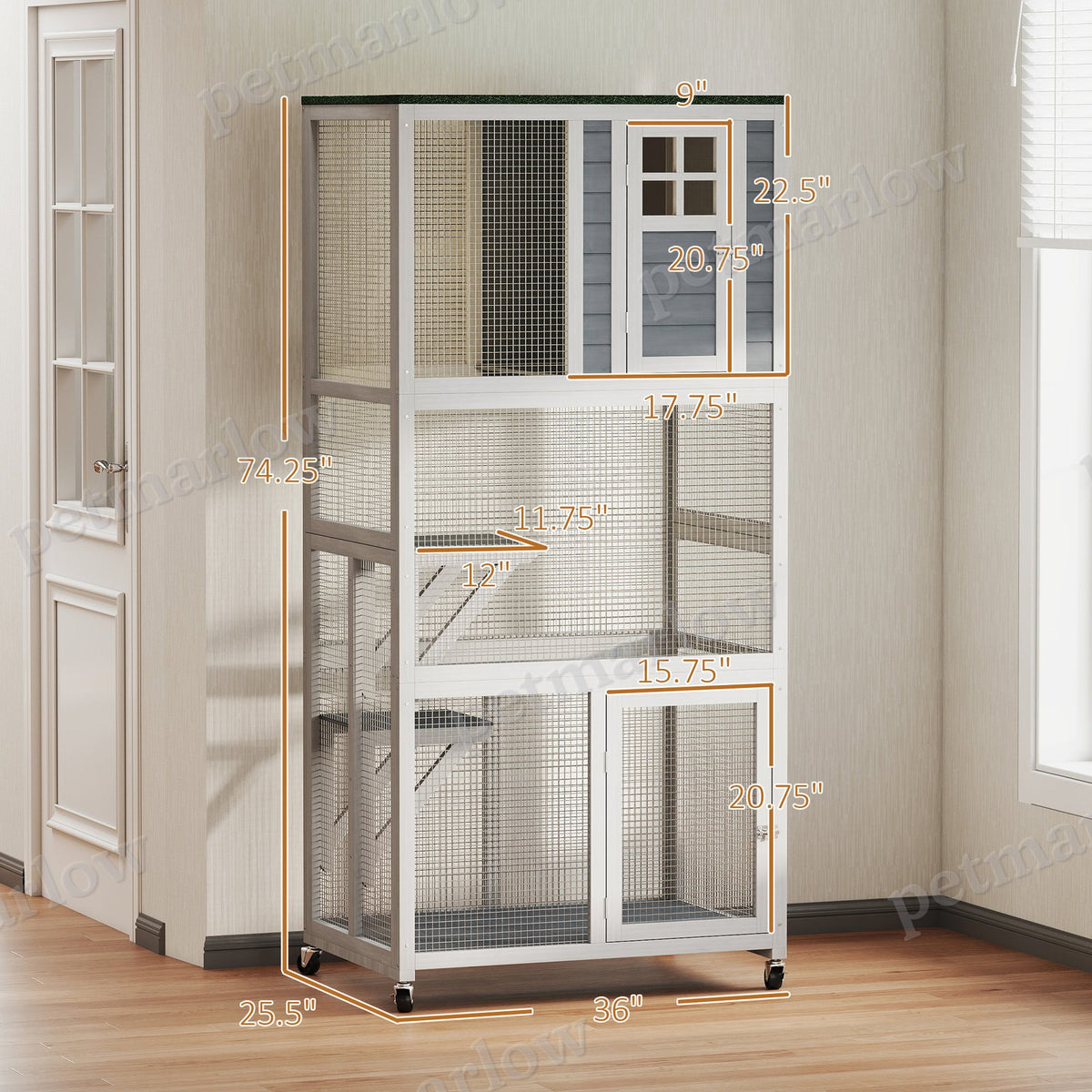 Wooden Catio Outdoor Cat Enclosure with Weather Protection – view 4