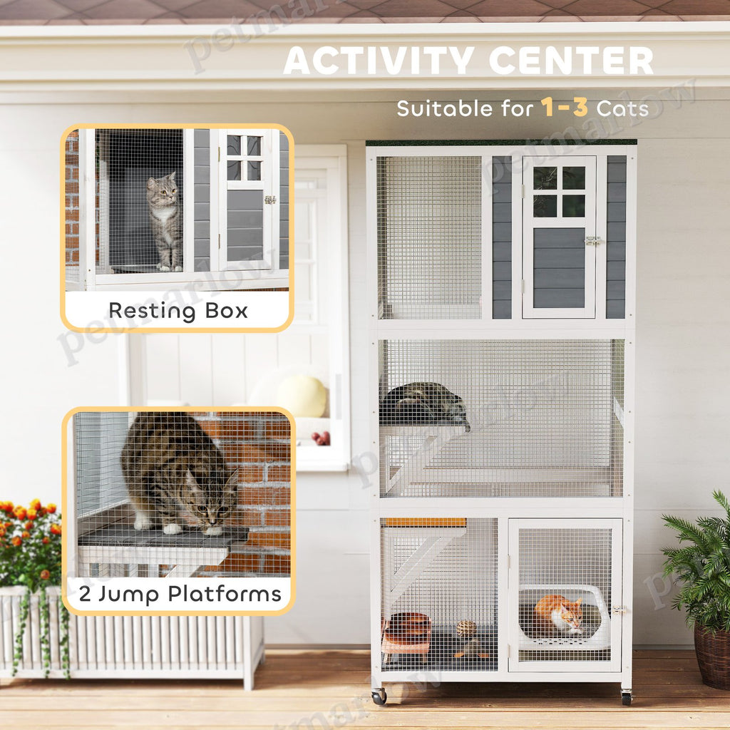 Wooden Catio Outdoor Cat Enclosure with Weather Protection – view 5