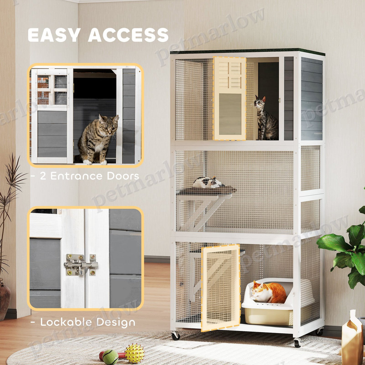 Wooden Catio Outdoor Cat Enclosure with Weather Protection – view 6