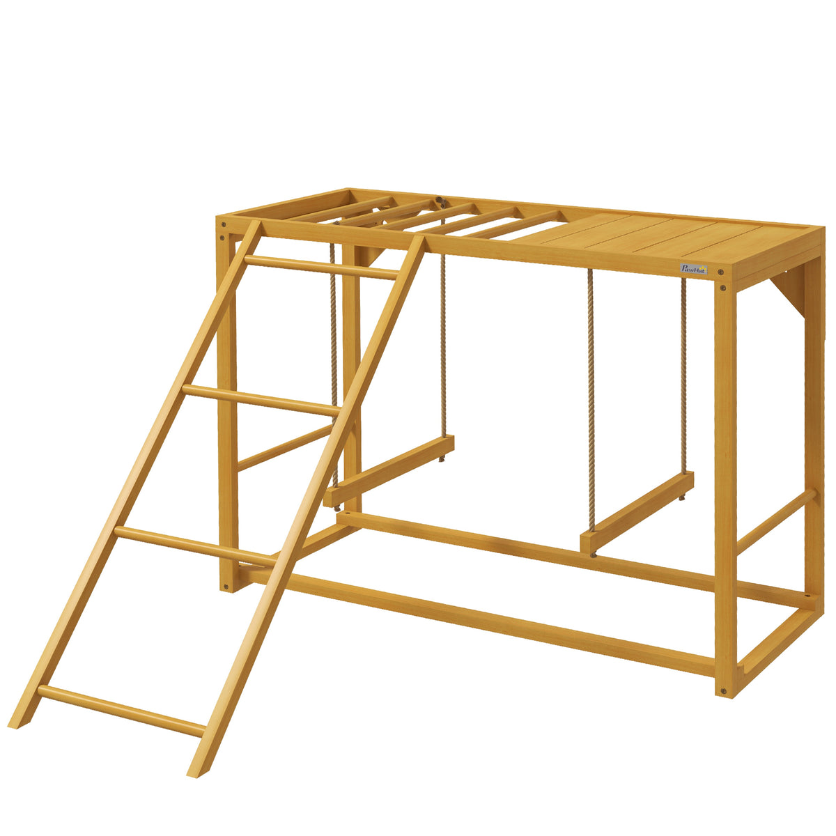 Wooden Chicken Activity Play with Swing Set for Poultry – Natural Wood / 1100x500x170 mm