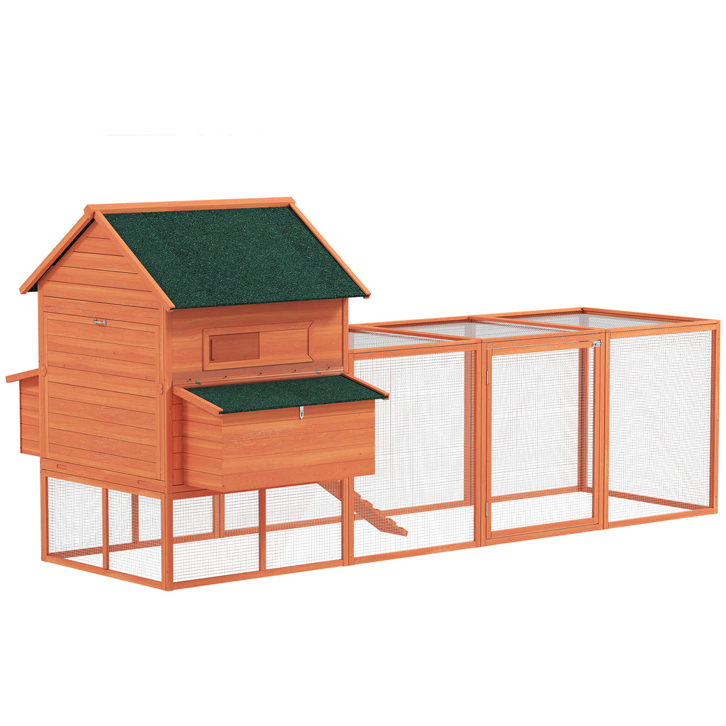 Wooden Chicken Coop for 4-6 Chickens with Outdoor Run – Orange / 1040x185x920 mm