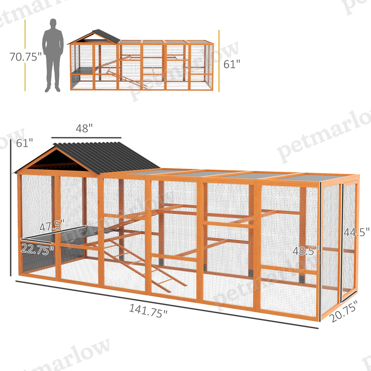 Wooden Chicken Coop Run for 6-10 Chickens with Storage – view 4