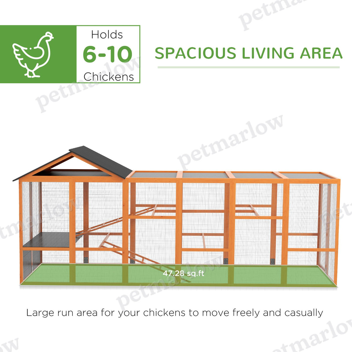 Wooden Chicken Coop Run for 6-10 Chickens with Storage – view 6