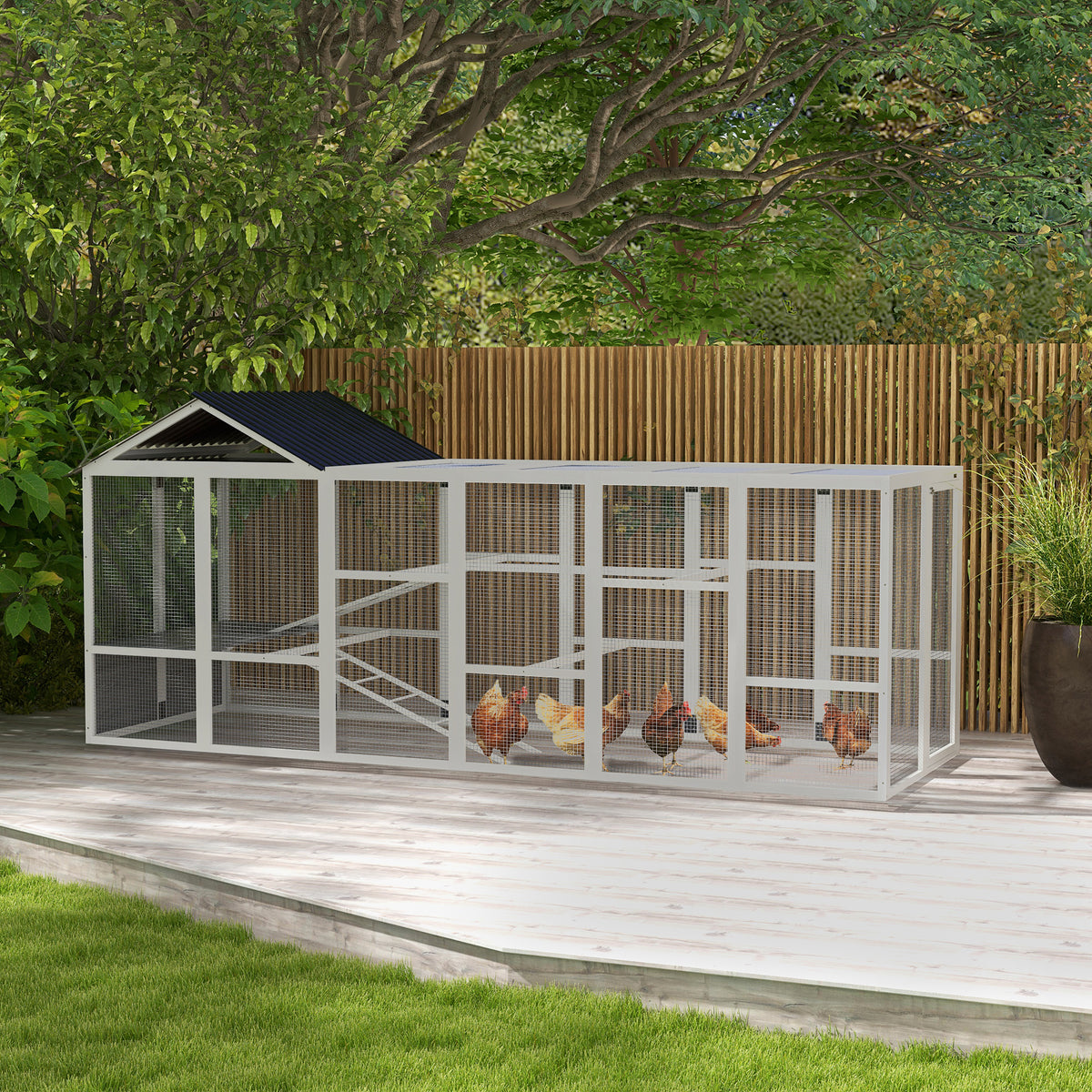 Wooden Chicken Coop Run for 6-10 Chickens
