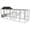 Wooden Chicken Coop Run for 6-10 Chickens – Gray / 1250x305x650 mm
