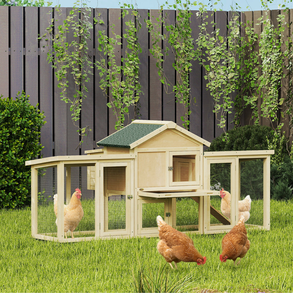 Wooden Chicken Coop with Nesting Box and Double Runs