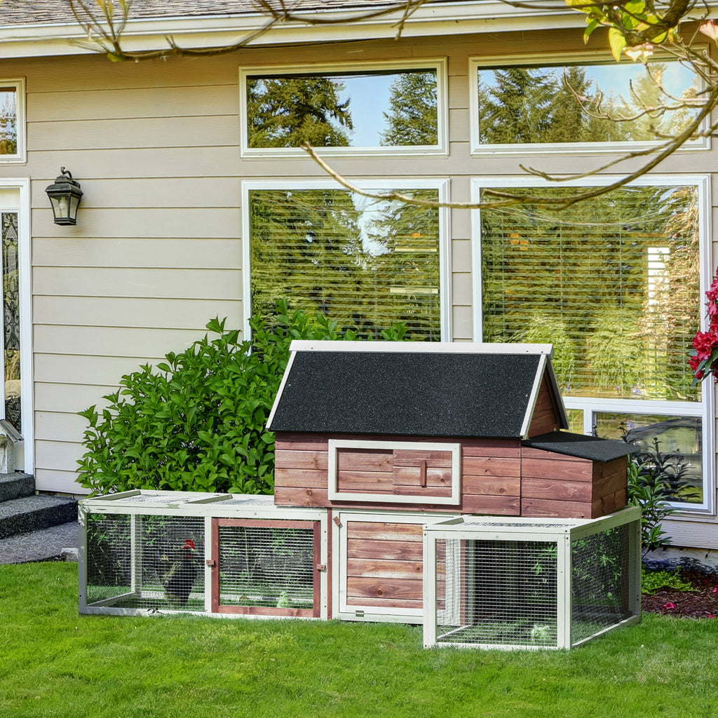 Wooden Chicken Coop with Nesting Box and Double Runs
