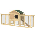 Wooden Chicken Coop with Nesting Box and Double Runs – Natural Wood / 960x730x290 mm