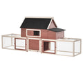 Wooden Chicken Coop with Nesting Box and Double Runs – Reddish Brown and White / 1190x630x190 mm