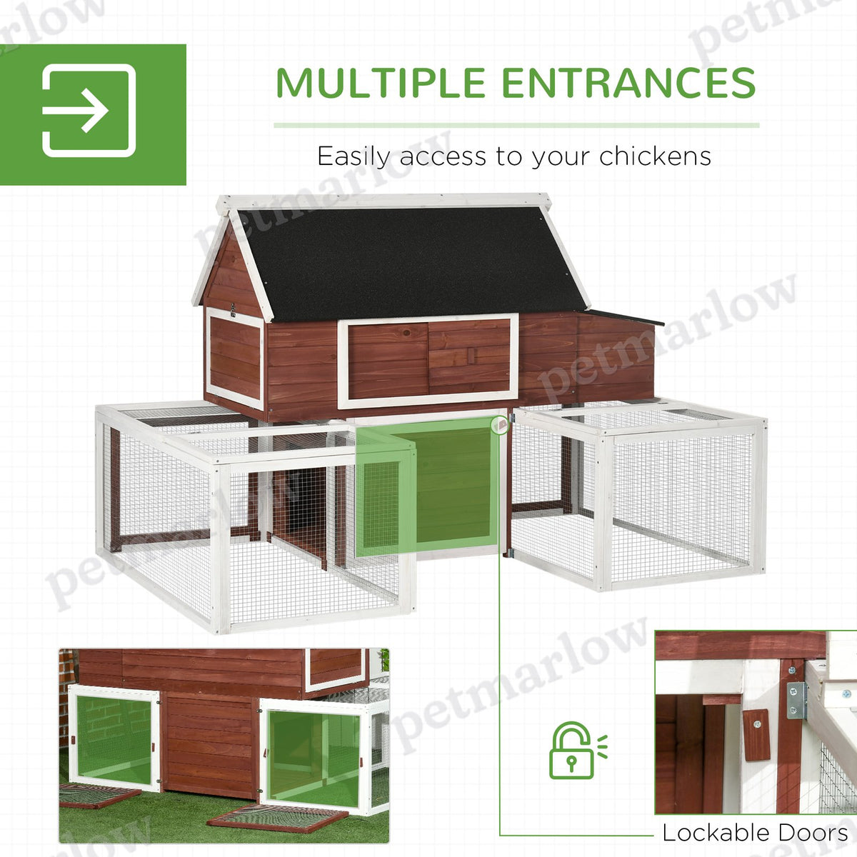 Wooden Chicken Coop with Nesting Box and Double Runs – view 4