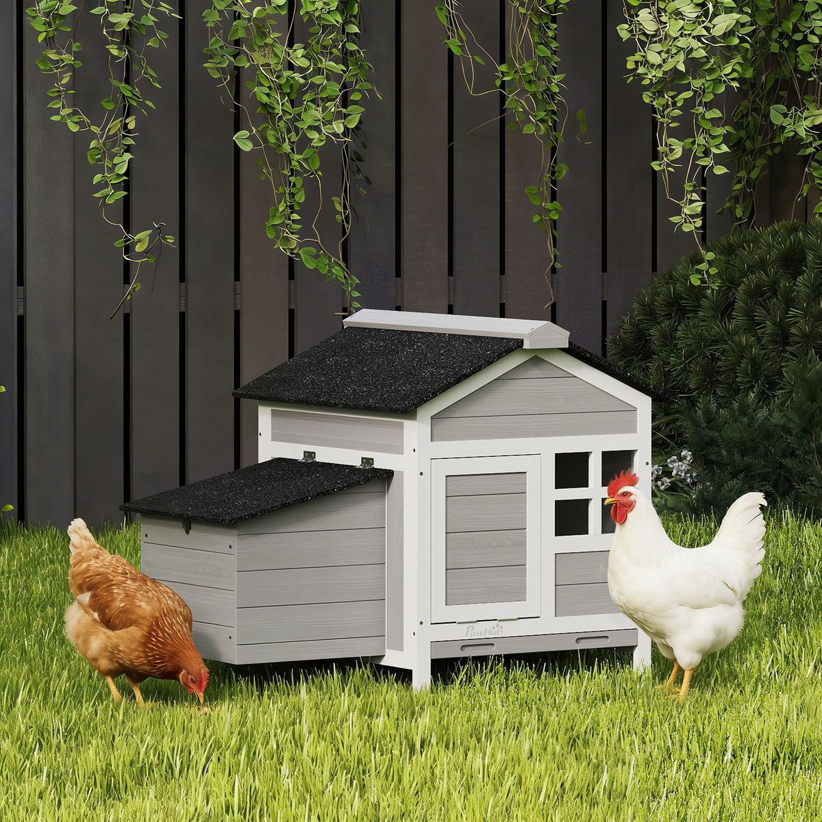 Wooden Chicken Coop with Nesting Box and Pull-Out Tray