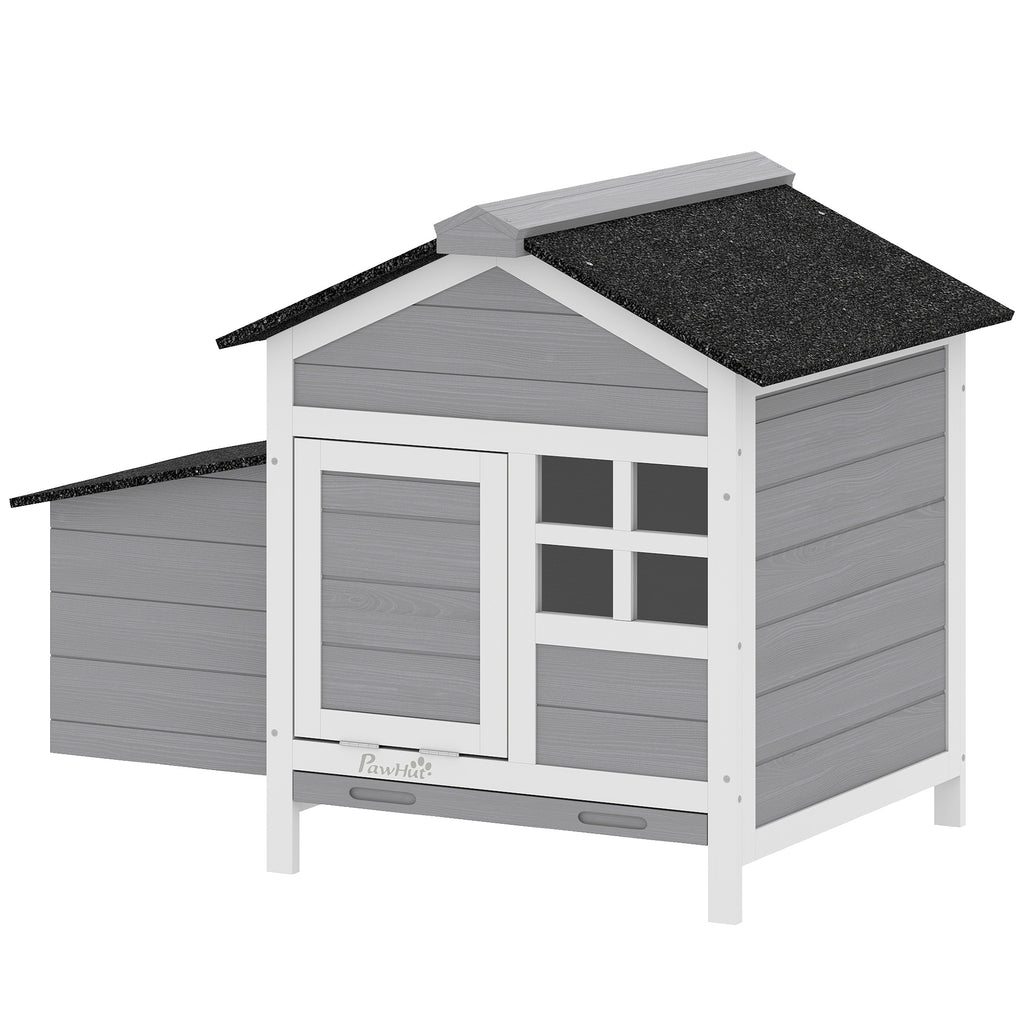 Wooden Chicken Coop with Nesting Box and Pull-Out Tray – Gray / 740x590x240 mm