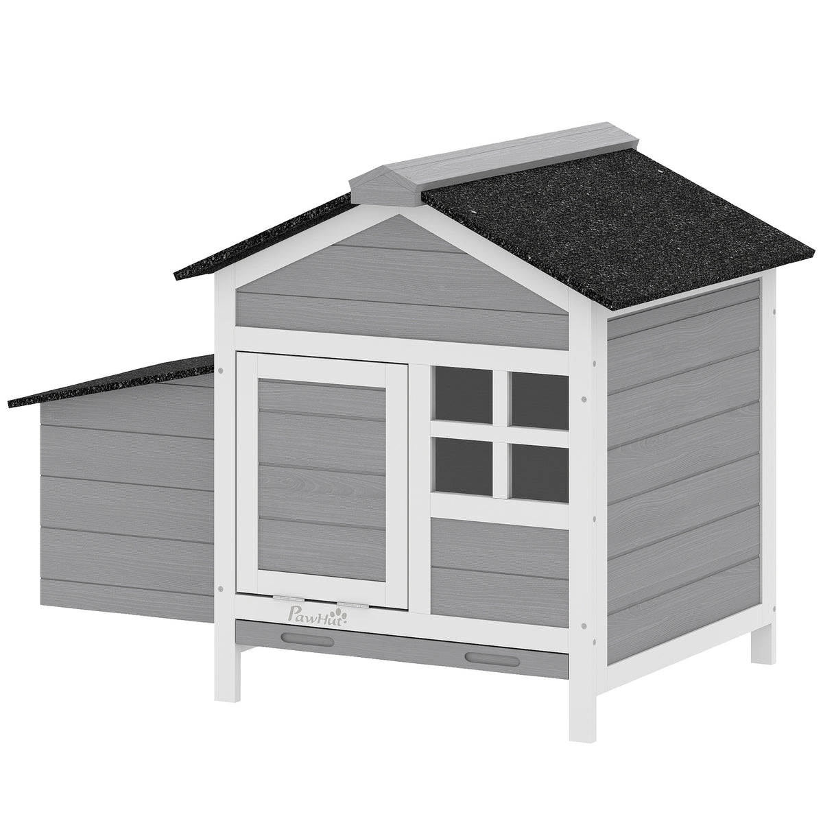 Wooden Chicken Coop with Nesting Box and Pull-Out Tray – Gray / 740x590x240 mm