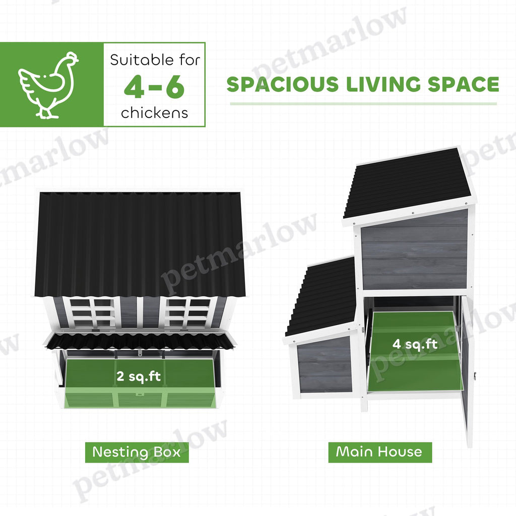 Wooden Chicken Coop with Nesting Box and Pull-Out Tray – view 3