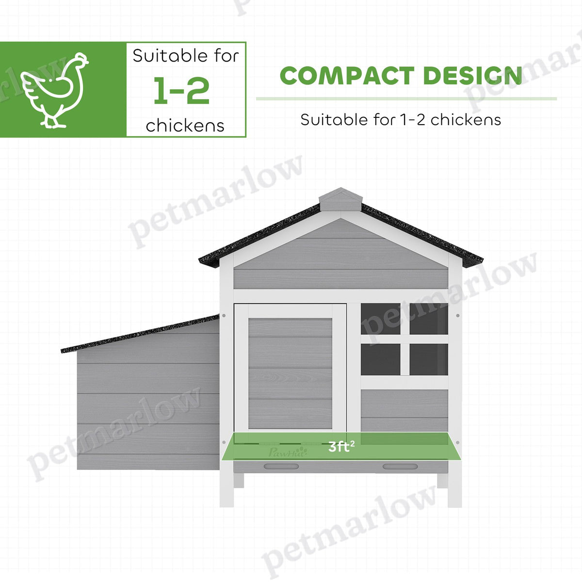 Wooden Chicken Coop with Nesting Box and Pull-Out Tray – view 4